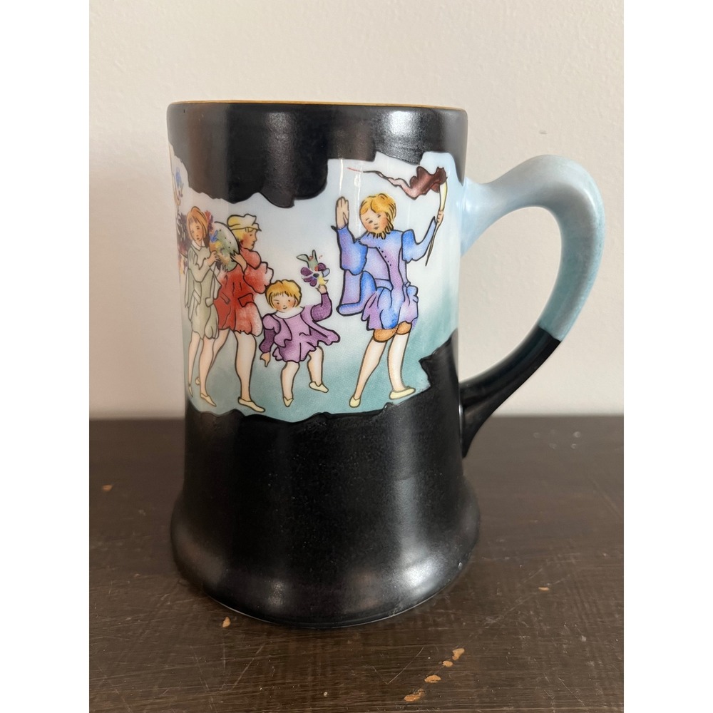 Ida Lindsey China Co Follow Me‎ Mug Ida Lindsey Griffith 1917 Design Black Blue